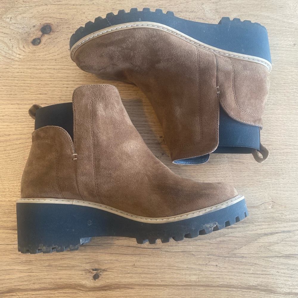 Dolce Vita Ankle Wedge Boots Brown Suede Round‎ Toe Women’s 9 1/2 Preloved